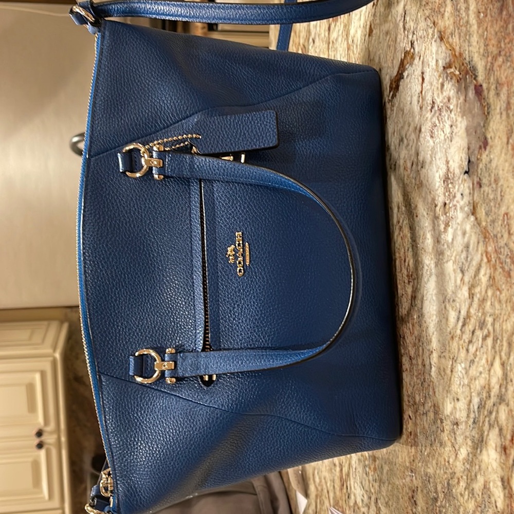 Coach blue Liden Denim pebble prairie satchel bag. Never used